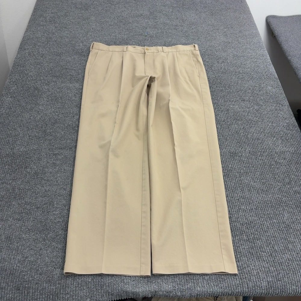 Nordstrom Pants Mens 40x32 Tan Cotton Smartcare Pleated Chinos Classic Business